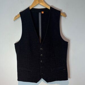 HUGO BOSS ORANGE Classic charcoal gray cotton, slim fit vest size medium